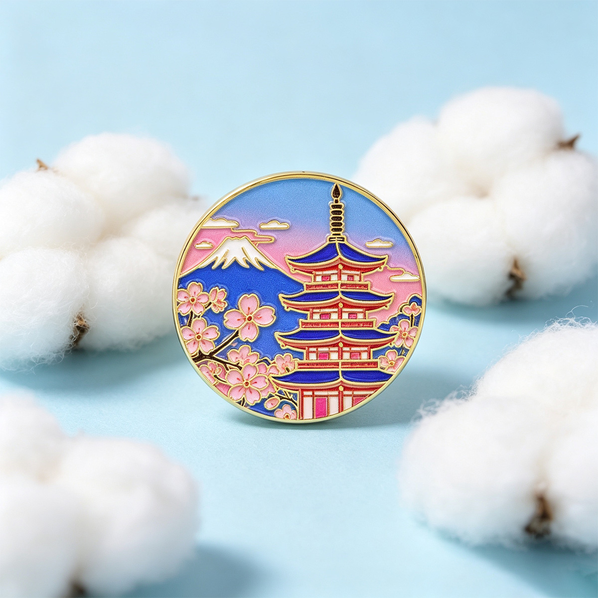 Travel Accessories For Japan - Эмалевая брошь с японской сакурой, винтажный